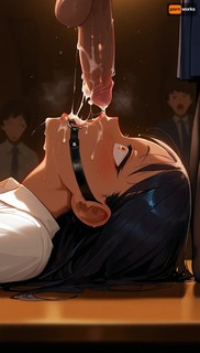 Hayase Nagatoro deepthroat blowjob, side view, ring gag, cum on face