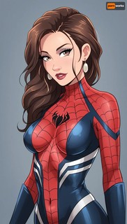 Woman wearing a costume of spider man